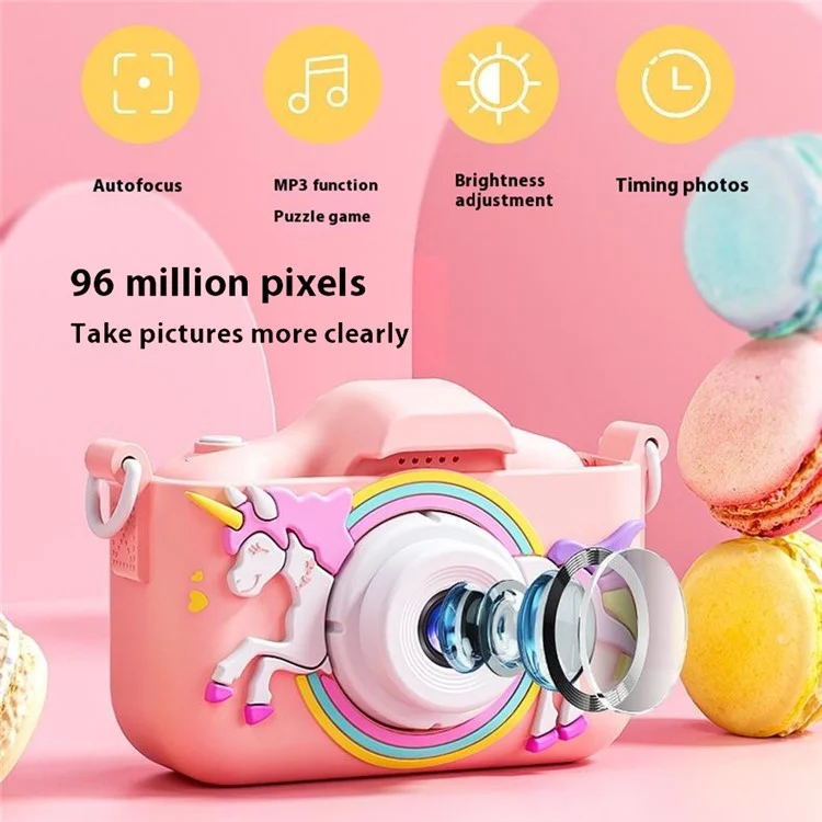 Y20 Cartoon Children Camera Kids Educational Toy Birthday Gift for Kids Toddlers - Pink