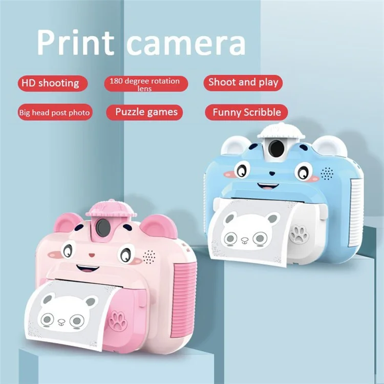 Bulk Buy V12 2,4 Zoll Bildschirm HD Kids Instant Camera Thermal Printing Camera Toy mit Print Paper - Pink