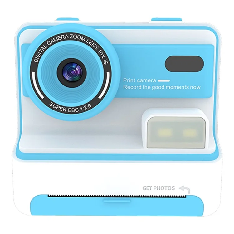 D101 2.4-inch HD Screen Dual Lens Kids Instant Camera Photo Thermal Printer with 32G Memory Card + Card Reader - Blue