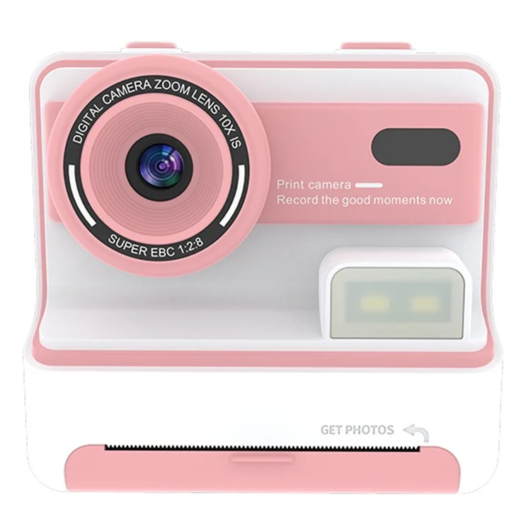 D101 2,4-Zoll HD-Bildschirm Dual-Objektiv Kinder Sofort-Kamera Fotodrucker mit 32 GB Speicherkarte - Rosa