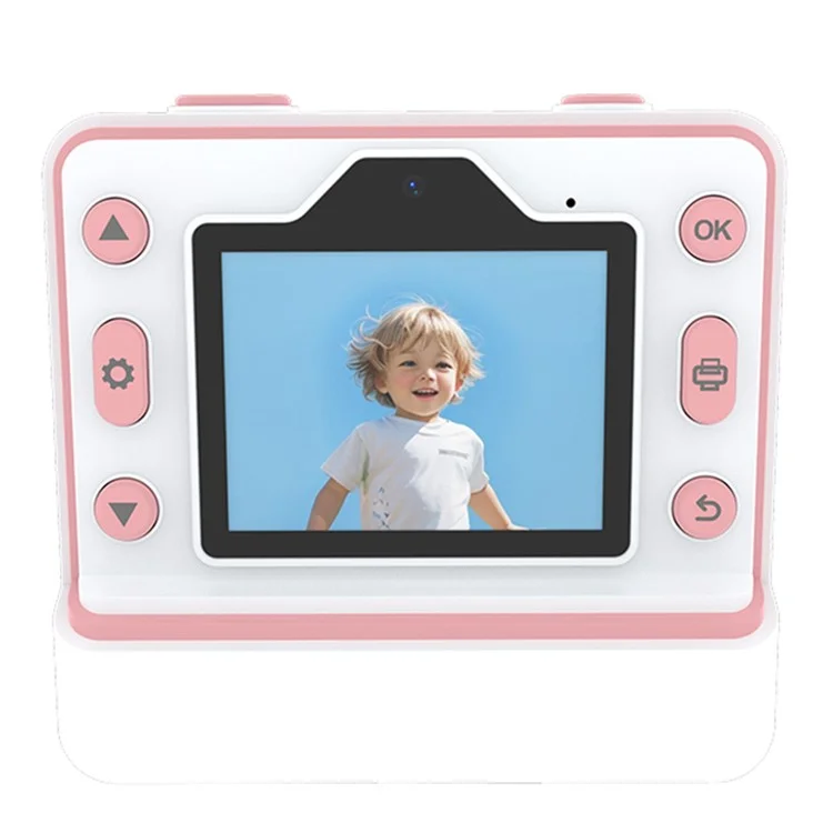 D101 2,4-Zoll HD-Bildschirm Dual-Objektiv Kinder Sofort-Kamera Fotodrucker mit 32 GB Speicherkarte - Rosa
