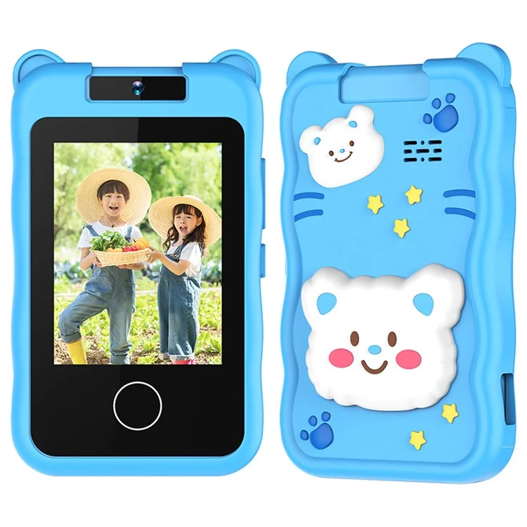 AC100 Cartoon Pattern 2.8-inch Touch Screen Kids Camera Game Music Alarm Clock HD Video Recorder - Blue