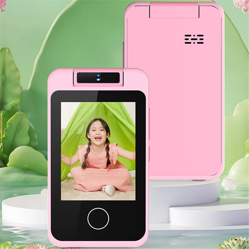 AC100 Solid Color 2.8-inch Touch Screen Kids Camera Game Music Alarm Clock HD Video Recorder - Pink