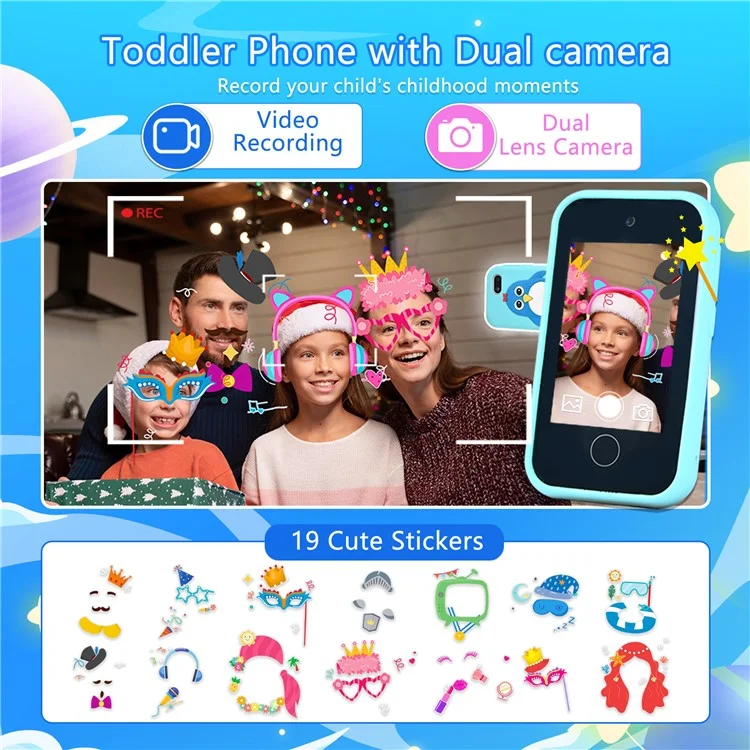 S5 Mobile Shape Kids Camera de 2.8 Pulgadas IPS Touch Screen Camera de Doble Cámara - Rosa
