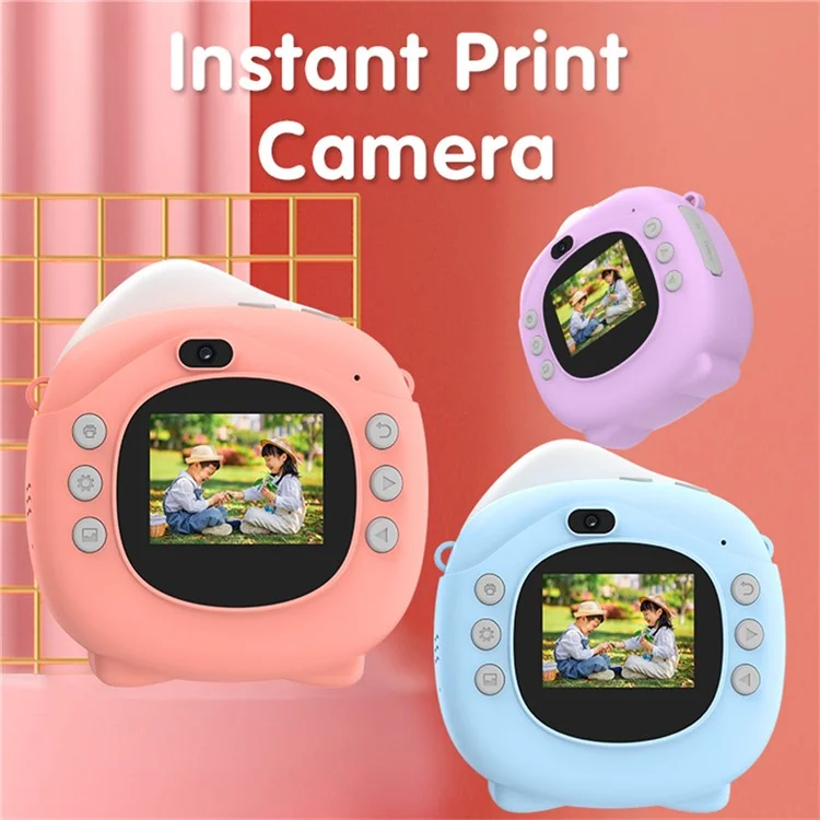 D10 2.0 Pulgadas IPS Screen Kids Cámara Instantánea Impresión de Cámara Digital 1080p Juguete Con Papel de Impresión - Rosa