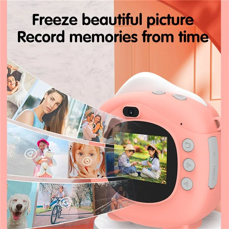 D10 2.0 Pulgadas IPS Screen Kids Cámara Instantánea Impresión de Cámara Digital 1080p Juguete Con Papel de Impresión - Rosa