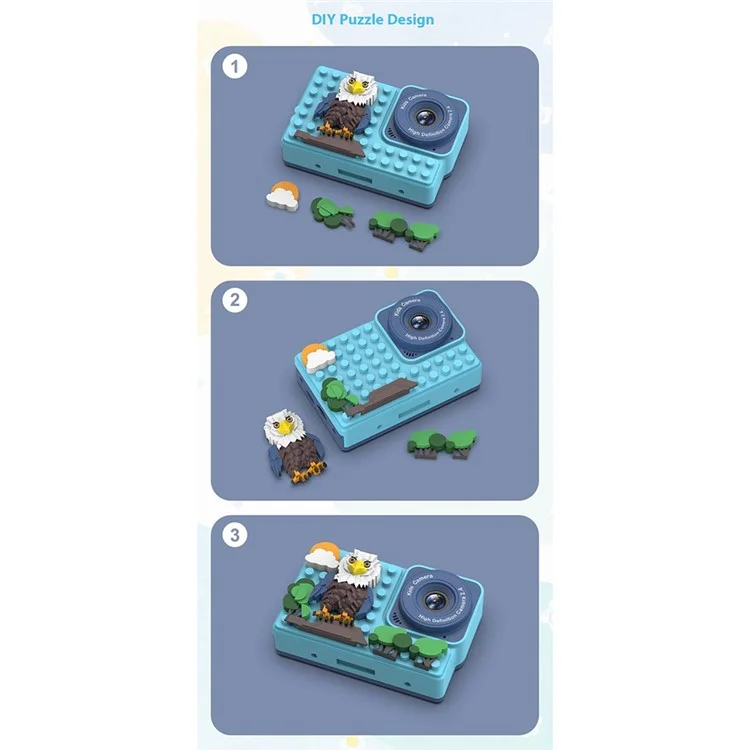 H5 Eagle Design Building Building Building Toy Touch da 2,4 Pollici Screen Camera Digitale Camera Doppia Lente Con 32G TF Card + Card Reader - Verde
