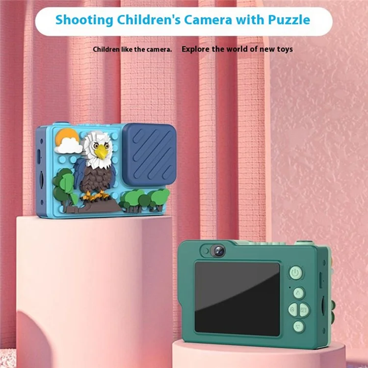 H5 Eagle Design Building Building Building Toy Touch da 2,4 Pollici Screen Camera Digitale Camera Doppia Lente Con 32G TF Card + Card Reader - Verde