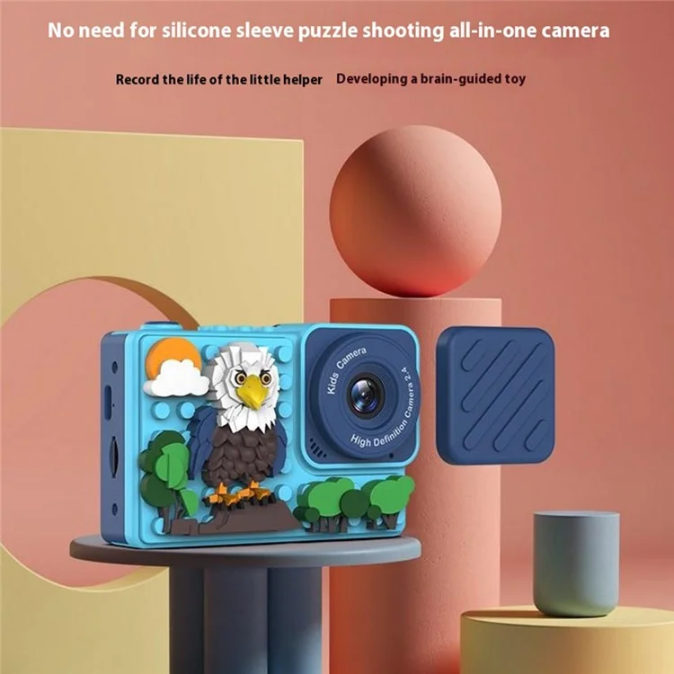 H5 Eagle Design Building Building Building Toy Touch da 2,4 Pollici Screen Camera Digitale Camera Doppia Lente Con 32G TF Card + Card Reader - Verde