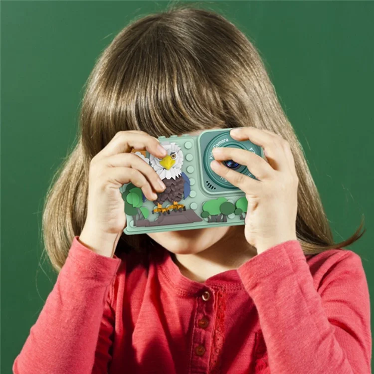 H5 Eagle Design Building Building Block Toy da 2,4 Pollici Screen Screen Digital Camera Dual Lens Camera - Verde