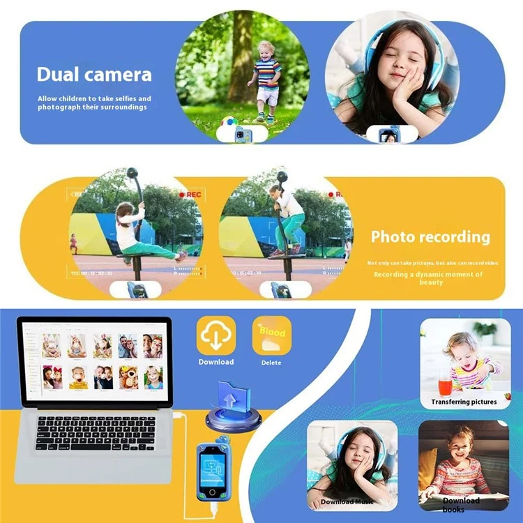Z10S 2,8 Zoll Touchscreen Kinderspielzeug-Telefon Kamera Dual Lens Wecker Videorekorder - Lila