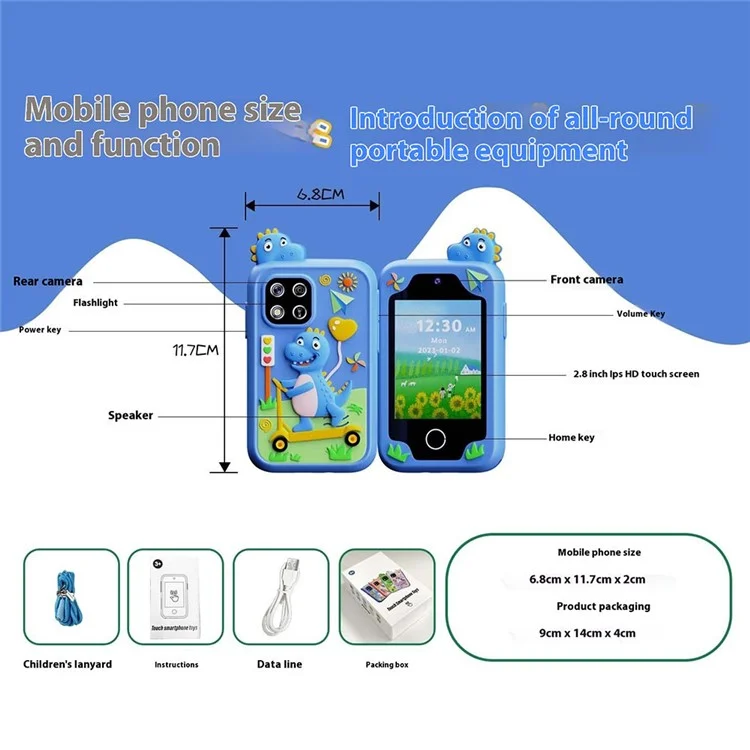 Z10S 2,8 Zoll Touchscreen Kinderspielzeug-Telefon Kamera Dual Lens Wecker Videorekorder - Lila