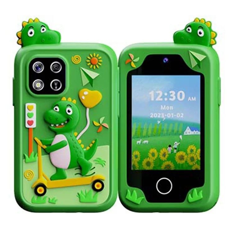Игрушечный телефон для детей Z10S с сенсорным экраном 2,8 дюйма, камерой с двумя объективами, будильником и видеорегистратором - зеленый