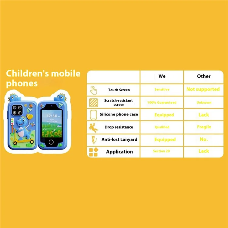 Игрушечный телефон для детей Z10S с сенсорным экраном 2,8 дюйма, камерой с двумя объективами, будильником и видеорегистратором - зеленый