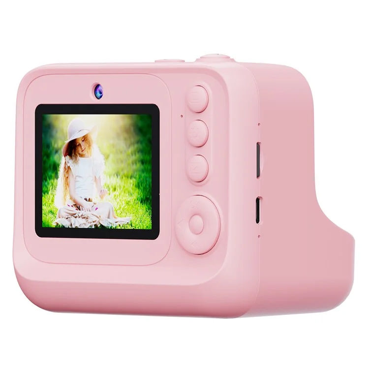 Cámara instantánea mini para niños Z12 de 2,4 pulgadas con doble lente HD y impresora de fotos con tarjeta TF de 32 GB - Rosa