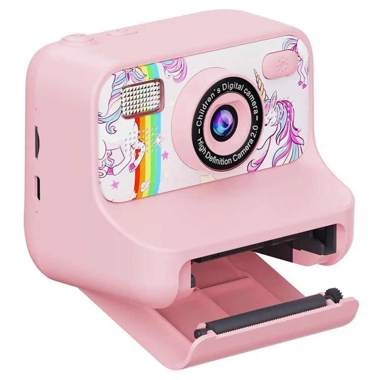 Cámara instantánea mini para niños Z12 de 2,4 pulgadas con doble lente HD y impresora de fotos con tarjeta TF de 32 GB - Rosa