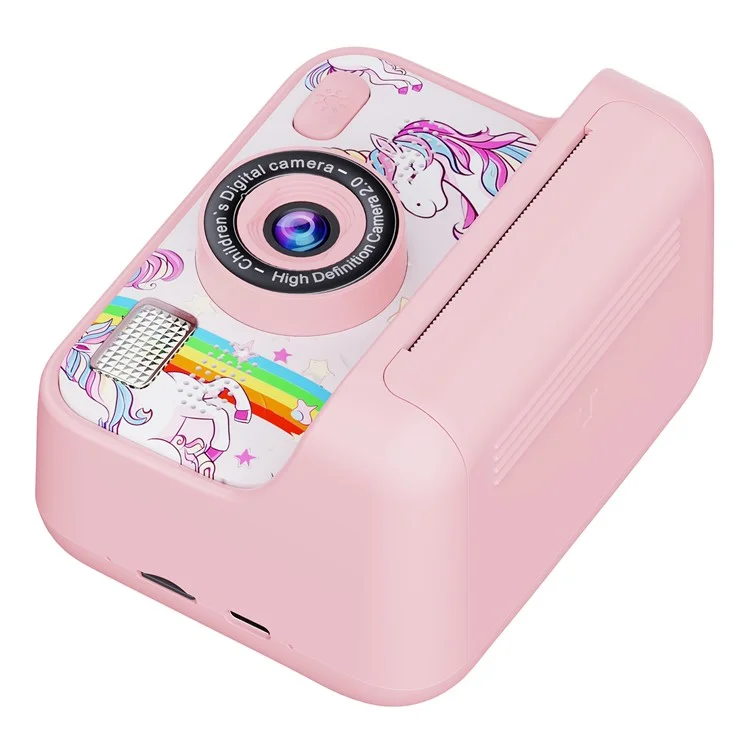 Cámara instantánea mini para niños Z12 de 2,4 pulgadas con doble lente HD y impresora de fotos con tarjeta TF de 32 GB - Rosa