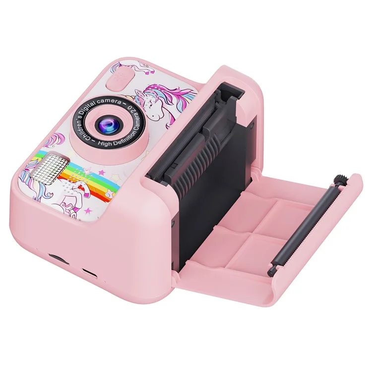 Cámara instantánea mini para niños Z12 de 2,4 pulgadas con doble lente HD y impresora de fotos con tarjeta TF de 32 GB - Rosa