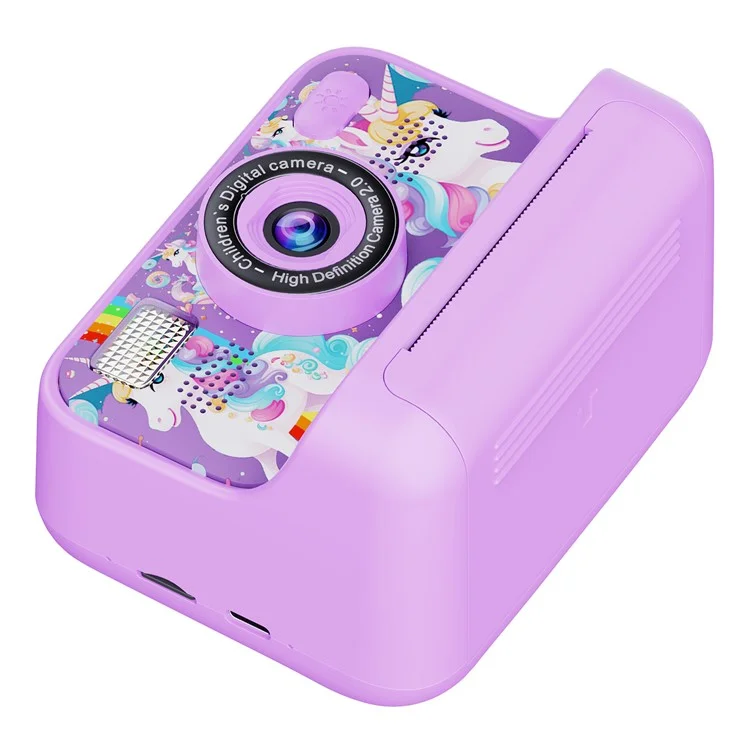 Z12 2,4-Zoll-Mini-Kinder-HD-Dual-Linsen-Sofortbildkamera mit Fotodrucker und 32G TF-Karte - Lila