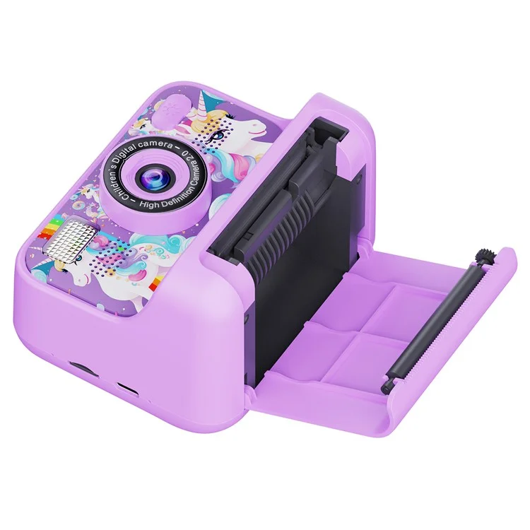 Z12 2,4-Zoll-Mini-Kinder-HD-Dual-Linsen-Sofortbildkamera mit Fotodrucker und 32G TF-Karte - Lila