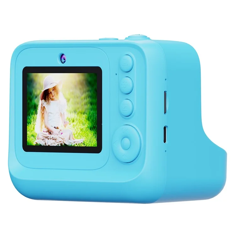 Z12 Cámara instantánea para niños de 2.4 pulgadas con doble lente HD y impresora de fotos con tarjeta TF de 32 GB - Azul cielo