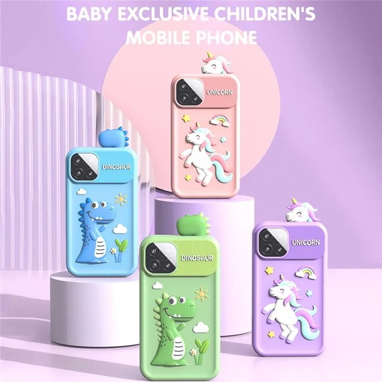 P1 Plus 2.8-inch Screen Kids Phone Camera Toy Puzzle Games Dual Lens Camera with 32G Memory Card - Purple