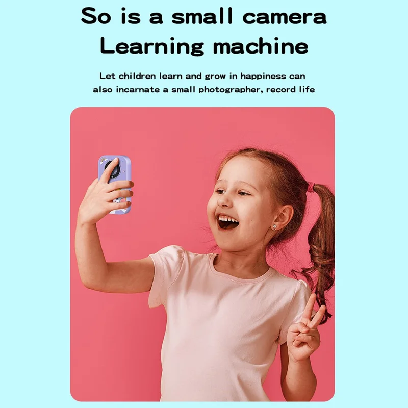 A20 2.4-inch Screen 9600W Pixel HD Kids Phone Camera with 32G Memory Card - Blue Dinosaur / Silicone Type