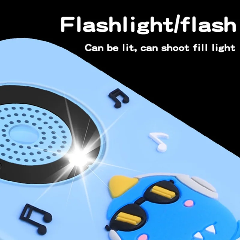 A20 2.4-inch Screen 9600W Pixel HD Kids Phone Camera with 32G Memory Card - Blue Dinosaur / Silicone Type