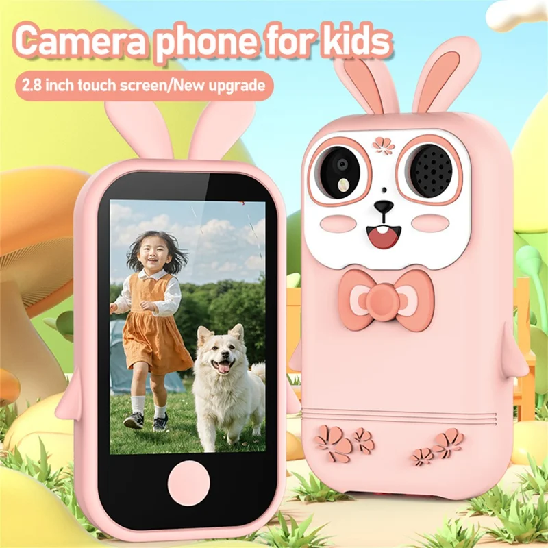 Q13 2.8-inch IPS Touch Screen Kids Phone Camera Toy Games Music Video Recorder - Pink