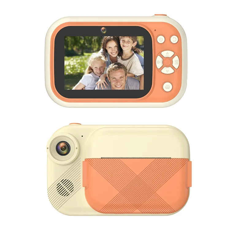 P1S HD Kids Camera 3.5-inch Inkless Print Camera 1080P Portable Cute Mini Camera Support MP3 - Bege