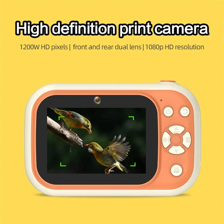 P1S HD Kids Camera 3.5-inch Inkless Print Camera 1080P Portable Cute Mini Camera Support MP3 - Bege