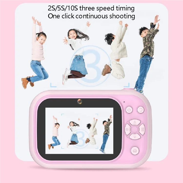 P1S HD Kids Camera 3.5-inch Inkless Print Camera 1080P Portable Cute Mini Camera Support MP3 - Bege
