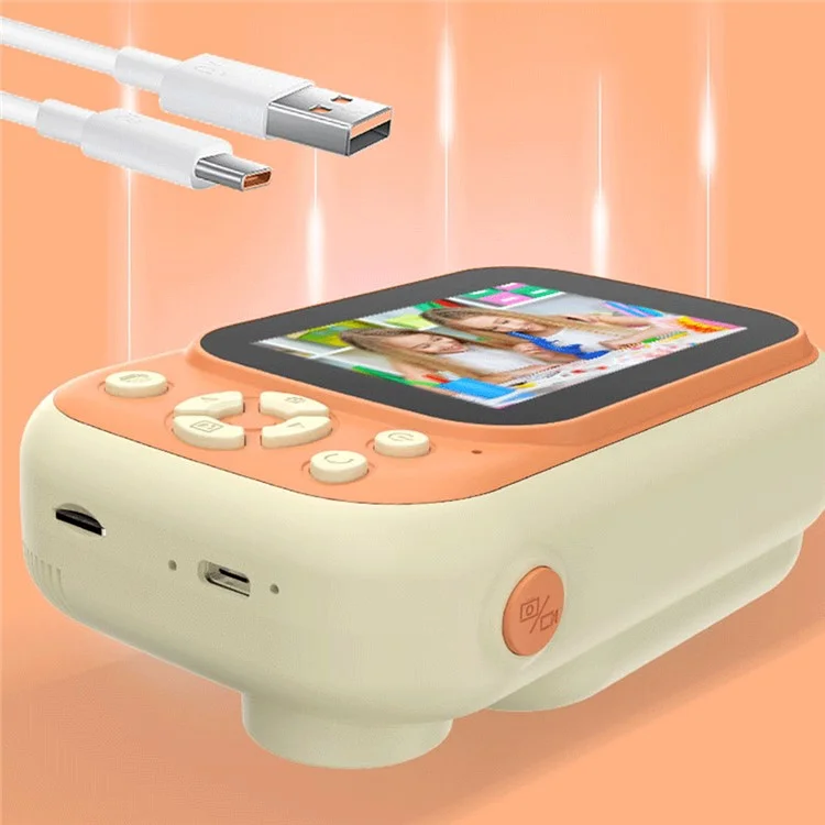 P1S HD Kids Camera 3.5-inch Inkless Print Camera 1080P Portable Cute Mini Camera Support MP3 - Bege