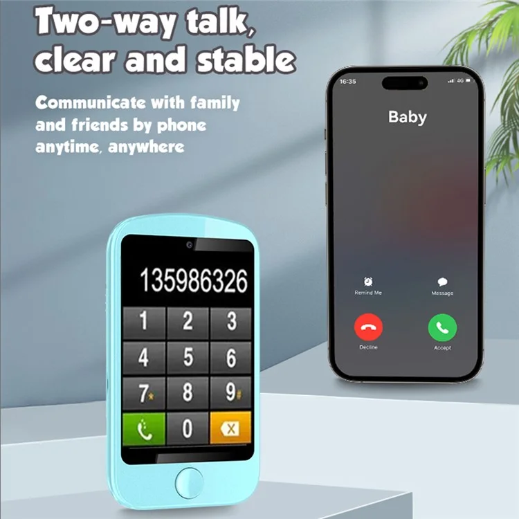 T57 4G Dual Lens Children Smart Educational Phone Camera Toy, versione europea, asiatica e africana - Blu