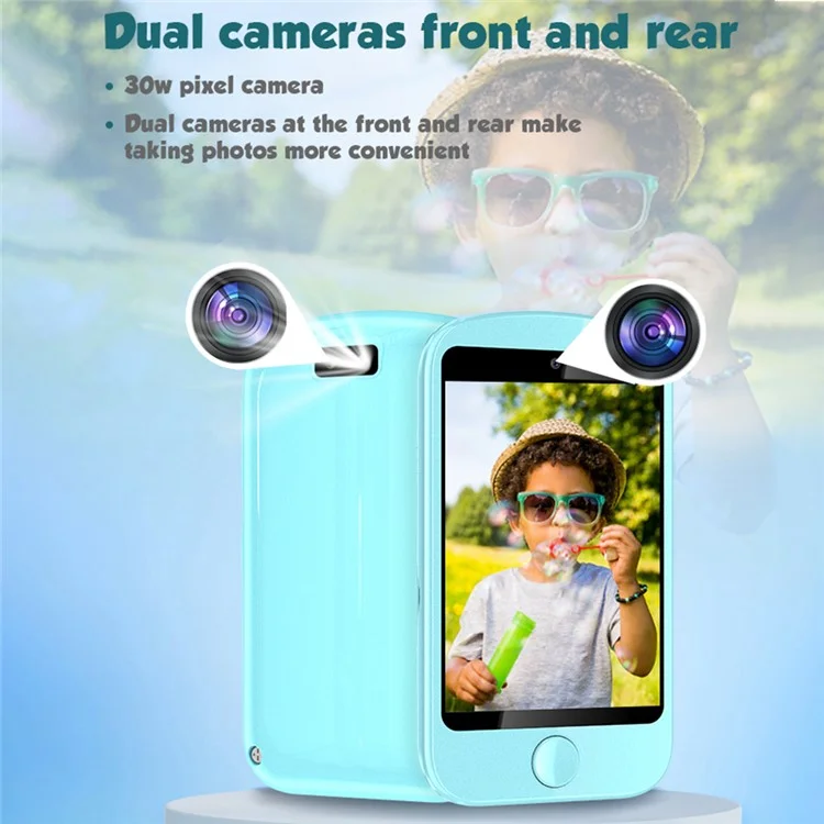T57 4G Dual Lens Children Smart Educational Phone Camera Toy, versione europea, asiatica e africana - Blu