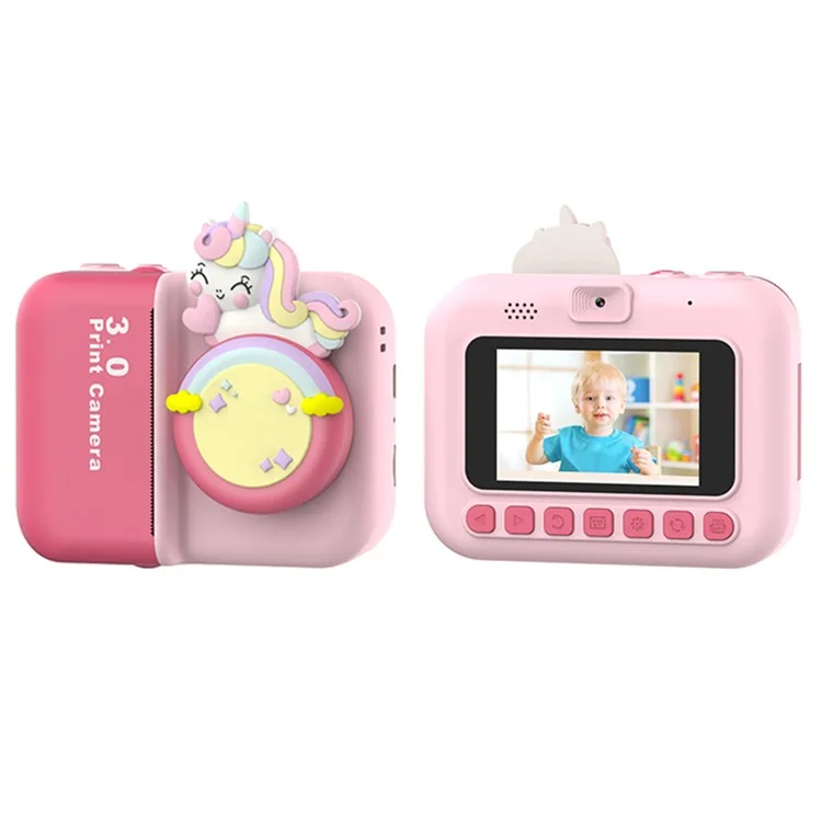 D3 Kids Instant Print Camera 3.0 Inch Screen 1080P Video Photo Digital Camera Birthday Gift - Pink