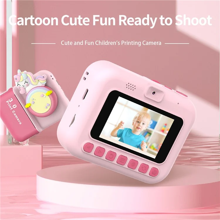 D3 Kids Instant Print Camera 3.0 Inch Screen 1080P Video Photo Digital Camera Birthday Gift - Pink