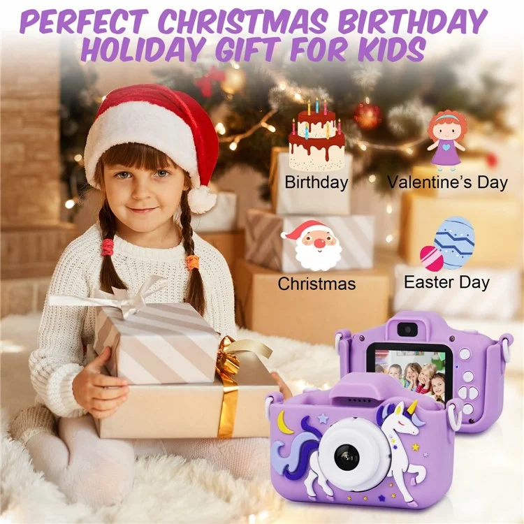 Детская цифровая камера Z8 Cartoon Mini 2.0 дюйма с HD-двойным объективом - Фиолетовая