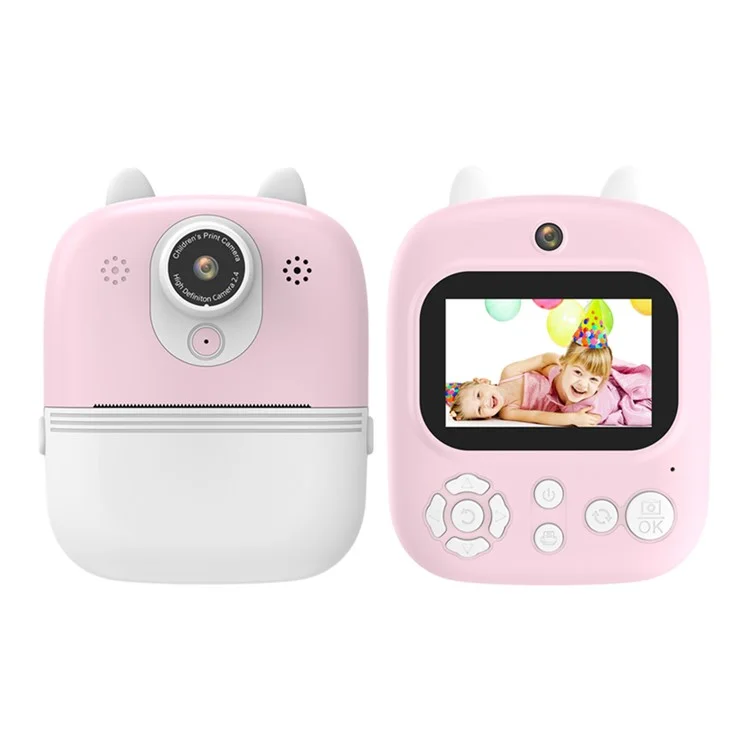 Cámara de impresión instantánea P2 de 2,4 pulgadas con pantalla IPS, cámara térmica y WiFi, compatible con tarjeta TF - Color rosa