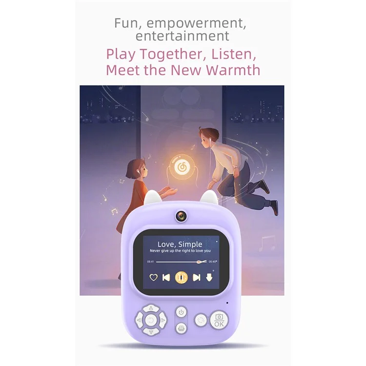 Cámara de impresión instantánea P2 de 2,4 pulgadas con pantalla IPS, cámara térmica y WiFi, compatible con tarjeta TF - Color rosa