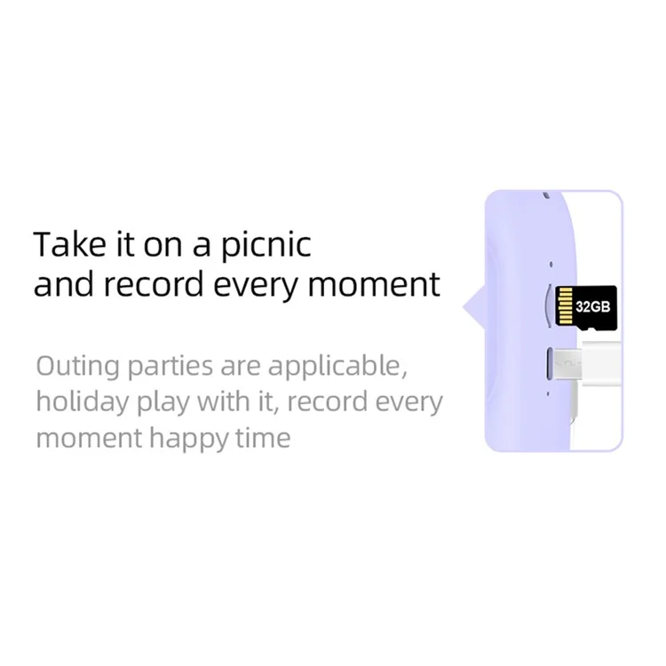 P2 2.4-inch IPS Screen Children Camera Thermal Printer Camera WiFi Printing Camera Support TF Card Storage - Purple