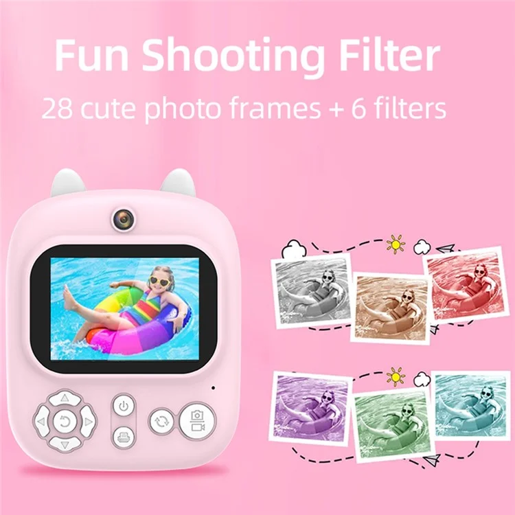 P2 2.4-inch IPS Screen Children Camera Thermal Printer Camera WiFi Printing Camera Support TF Card Storage - Purple
