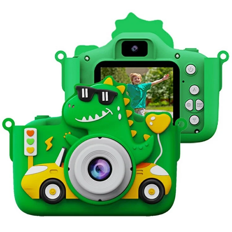 Cámara digital Mini para niños X210 Cartoon de 2.0 pulgadas HD con doble objetivo - Verde