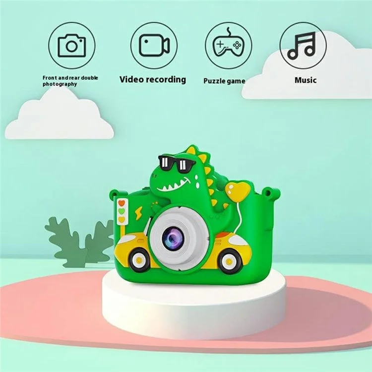 Cámara digital Mini para niños X210 Cartoon de 2.0 pulgadas HD con doble objetivo - Verde