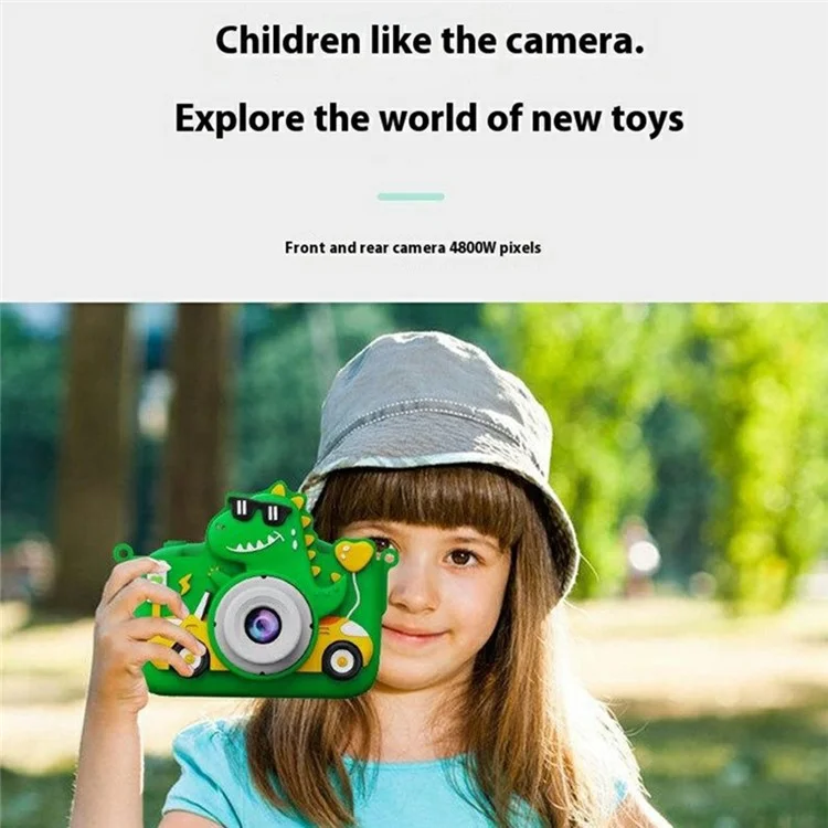 X210 Caméra numérique mini pour enfants avec objectif double, écran HD 2,0 pouces, carte mémoire TF 32 Go et lecteur de carte - Vert