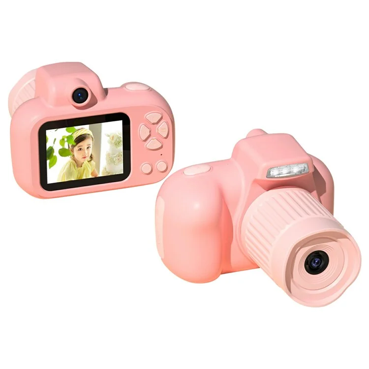 Telecamera mini per bambini X18 con design a cartone animato e obiettivo lungo, registratore video HD (senza scheda di memoria) - Rosa