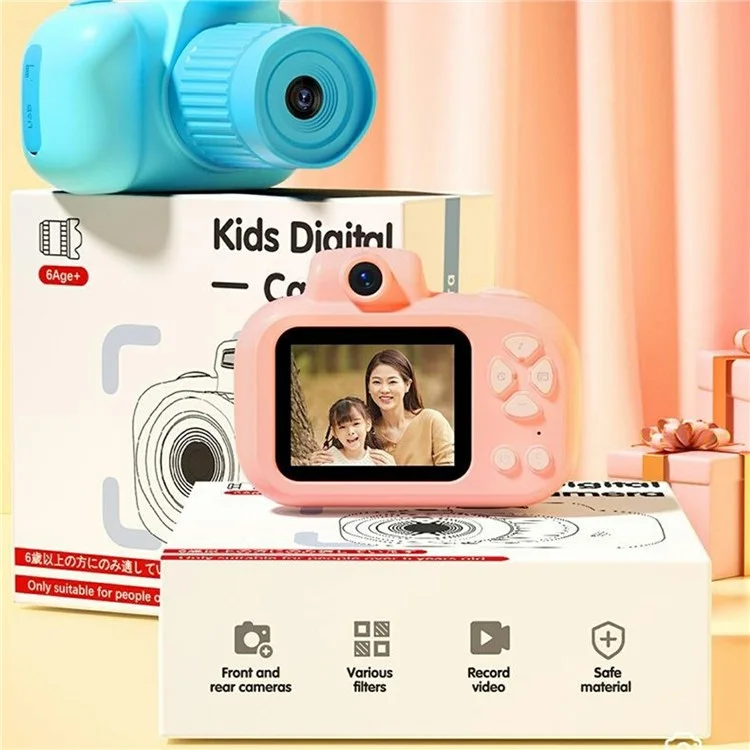 Telecamera mini per bambini X18 con design a cartone animato e obiettivo lungo, registratore video HD (senza scheda di memoria) - Rosa