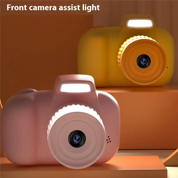 Cámara mini para niños X18 con diseño de dibujos animados, lente larga, grabador de video HD con tarjeta de memoria de 32 GB - Rosa