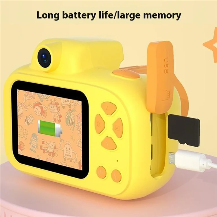 Cámara mini para niños X18 con diseño de dibujos animados, lente larga, grabador de video HD con tarjeta de memoria de 32 GB - Rosa