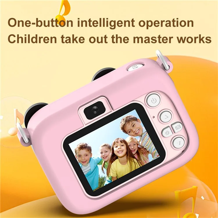 D12 Kinder 2,0 Zoll HD Dual-Linsen Cartoon-Design Kinderdigitalkamera mit 32G TF-Karte + Kartenleser - Pink